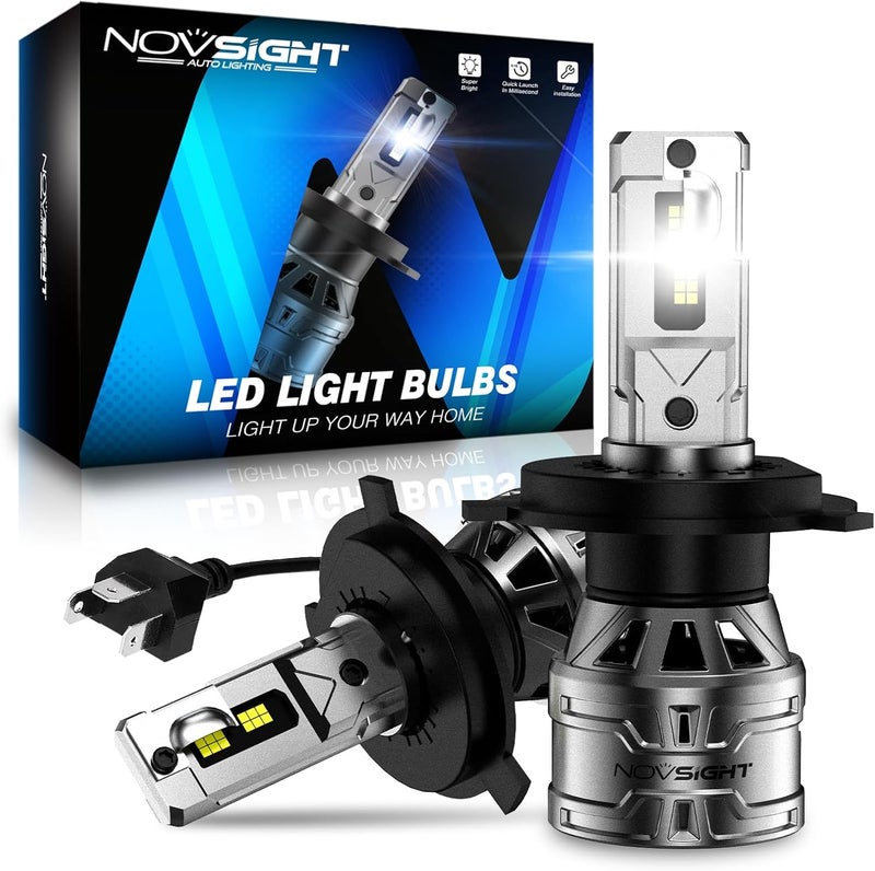 NOVSIGHT مصابيح H4/HB2/9003 المحسّنة، سطوع 400% لمصابيح الضباب H4، تركيب سريع HB2/9003، عبوة من 2 - Image 1